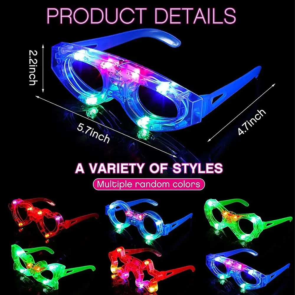 12 Pezzi LED Occhiali Luminosi per Feste - Party, Neon, Rave Fluo Gadget per Compleanno, Matrimonio, Natale, Halloween