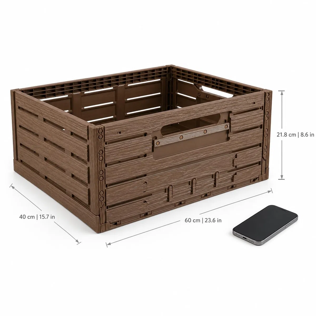 Bestlivings Scatola Pieghevole 60x40x21,8cm 45L - 1 Pezzo Plastica | Impilabile, cestino spesa, contenitore plastica, cassa frutta verdura bagagliaio