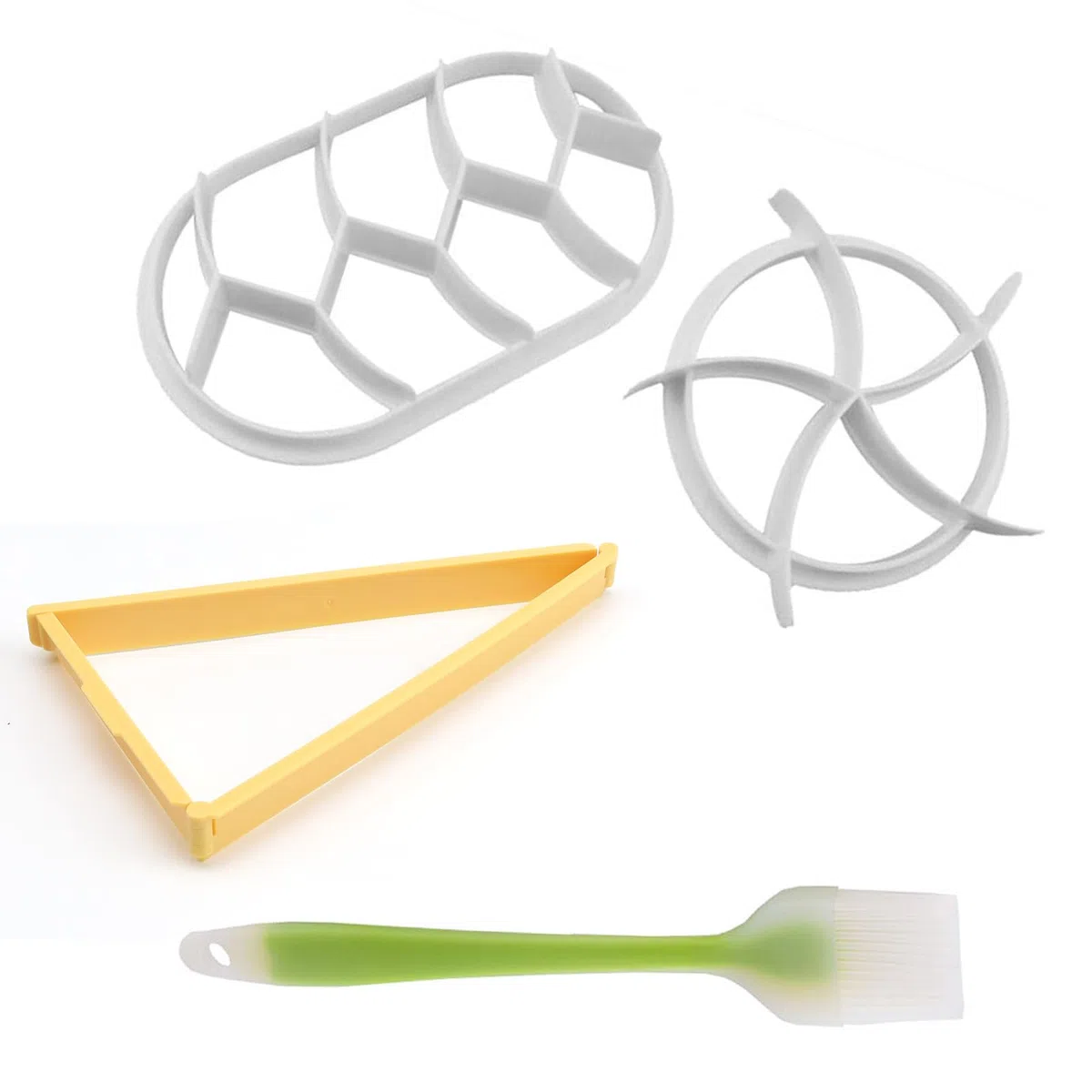 Timbri per Panini, 3 Stampi in Plastica Timbri per Pane, Tre Forme Timbri per Croissant, con Spazzola in Silicone per Pane, Biscotti e Torte