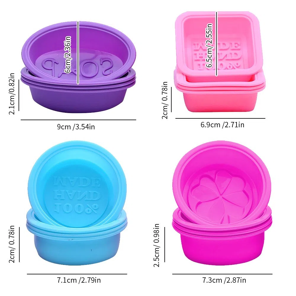 20 pc sapone in silicone che fa stampi, forma rotonda ovale quadrata, fineGood dolce cupcake muffin stampo per fai da te artigianale fatto in casa, commestibile