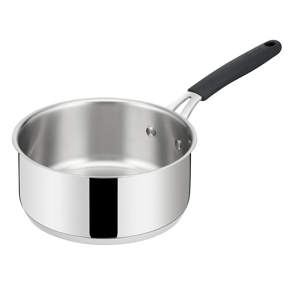 Lagostina Tempra Acciaio Casseruola Fonda Manico Lungo, Casseruola Ø 16 cm in Acciaio Inox 18/10 con Fondo Lagotherm e Manico Lungo in Silicone