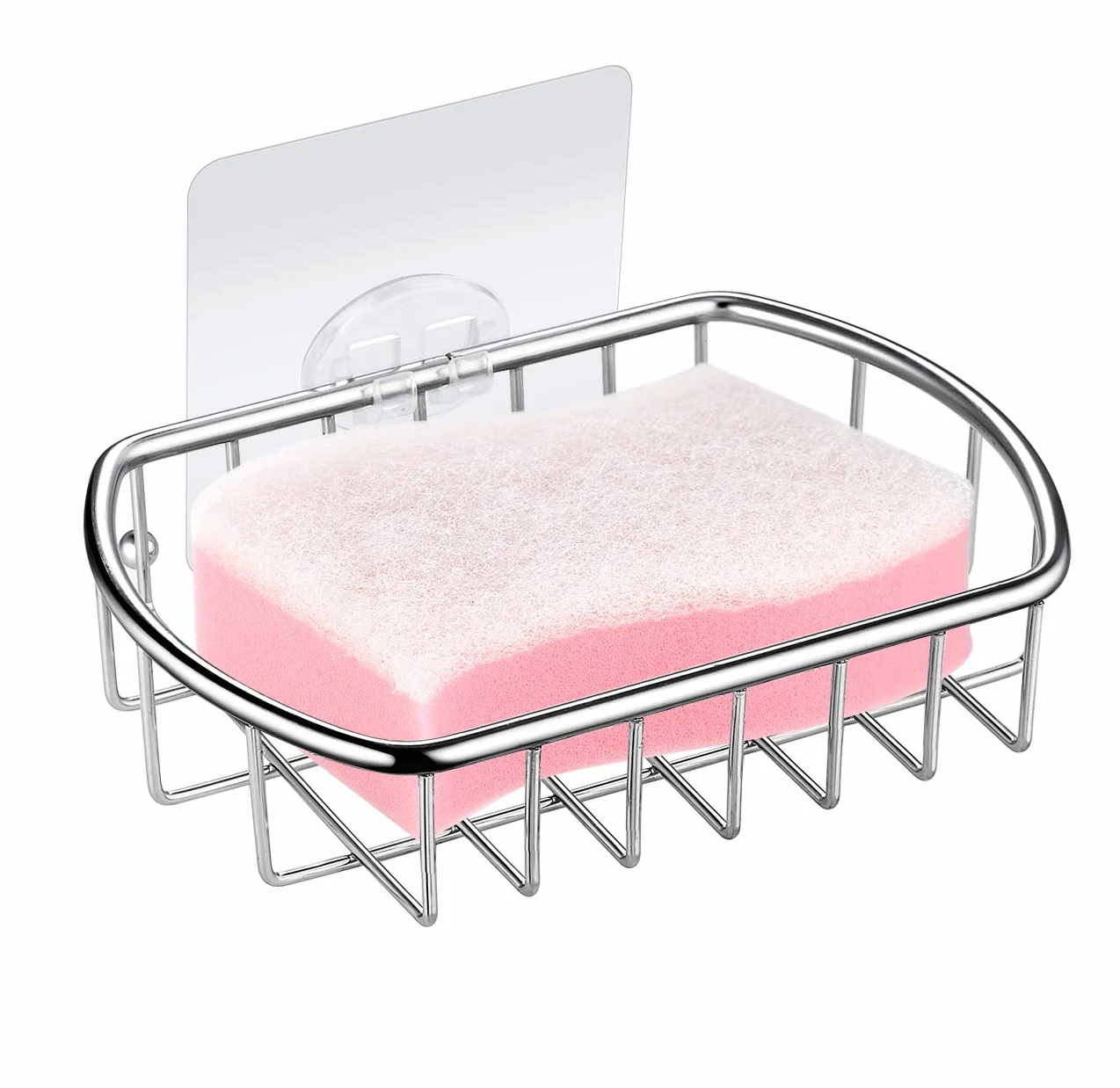 Autoadesivo Portasapone in Acciaio Inox, Anti Ruggine, Senza Foratura, Mensola Per Bagno, Organizzatore per Cucina (1.Cestino del Sapone)