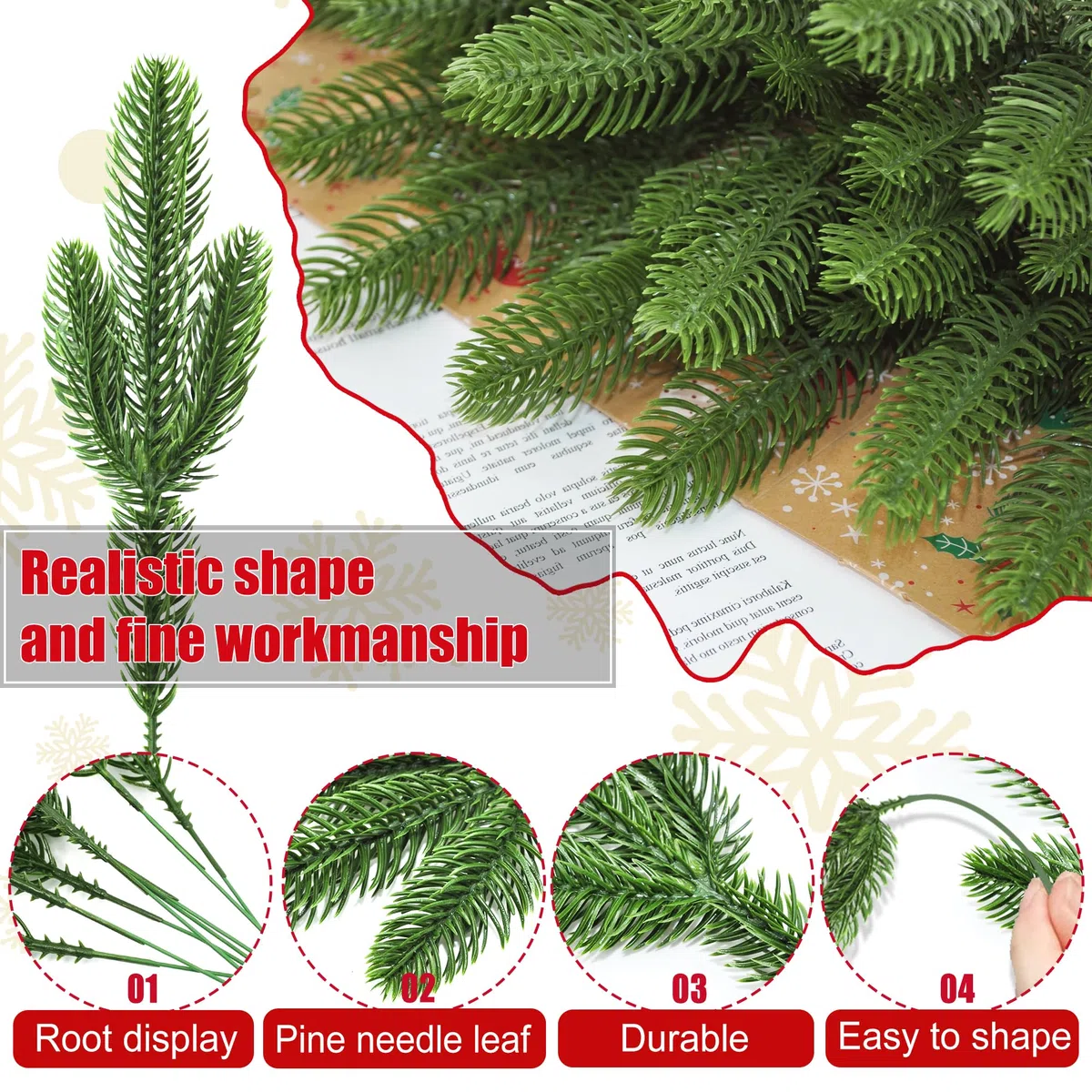 ROLLWAY 50 Ramido Artificiali di Natale Abete e Pino, 26 x 10 cm, Pino per Decorazioni FAI DA TE Ghirlanda Albero di Natale dell'Avvento Natalizia