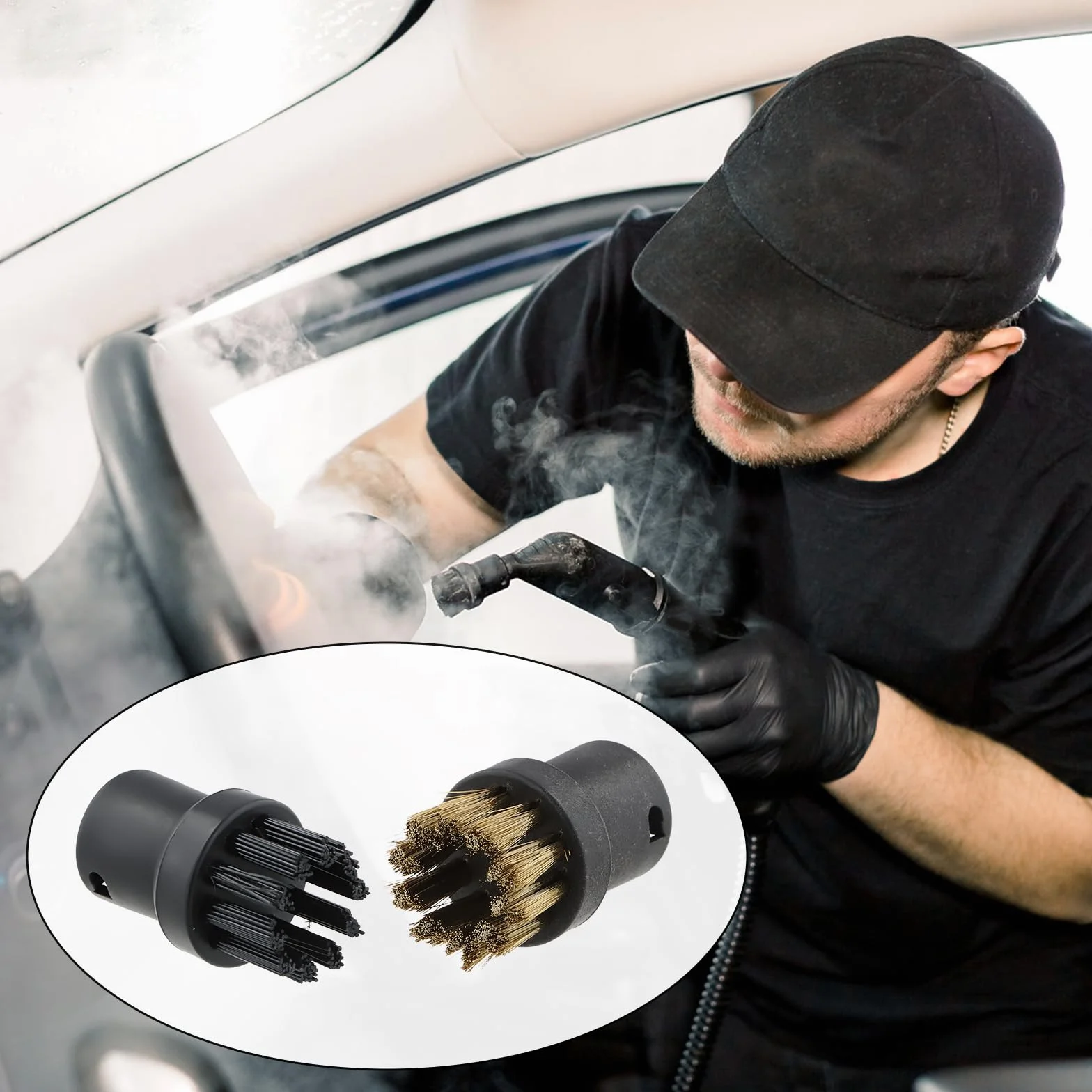 Amexo 8 Pezzi Spazzole Set per Pulitore a Vapore Testine di Ricambio per Vapore Kärcher Spazzola Ugelli Parti di Ricambio per Pulizia a Vapore Pulitore a Vapore Accessori per Kärcher