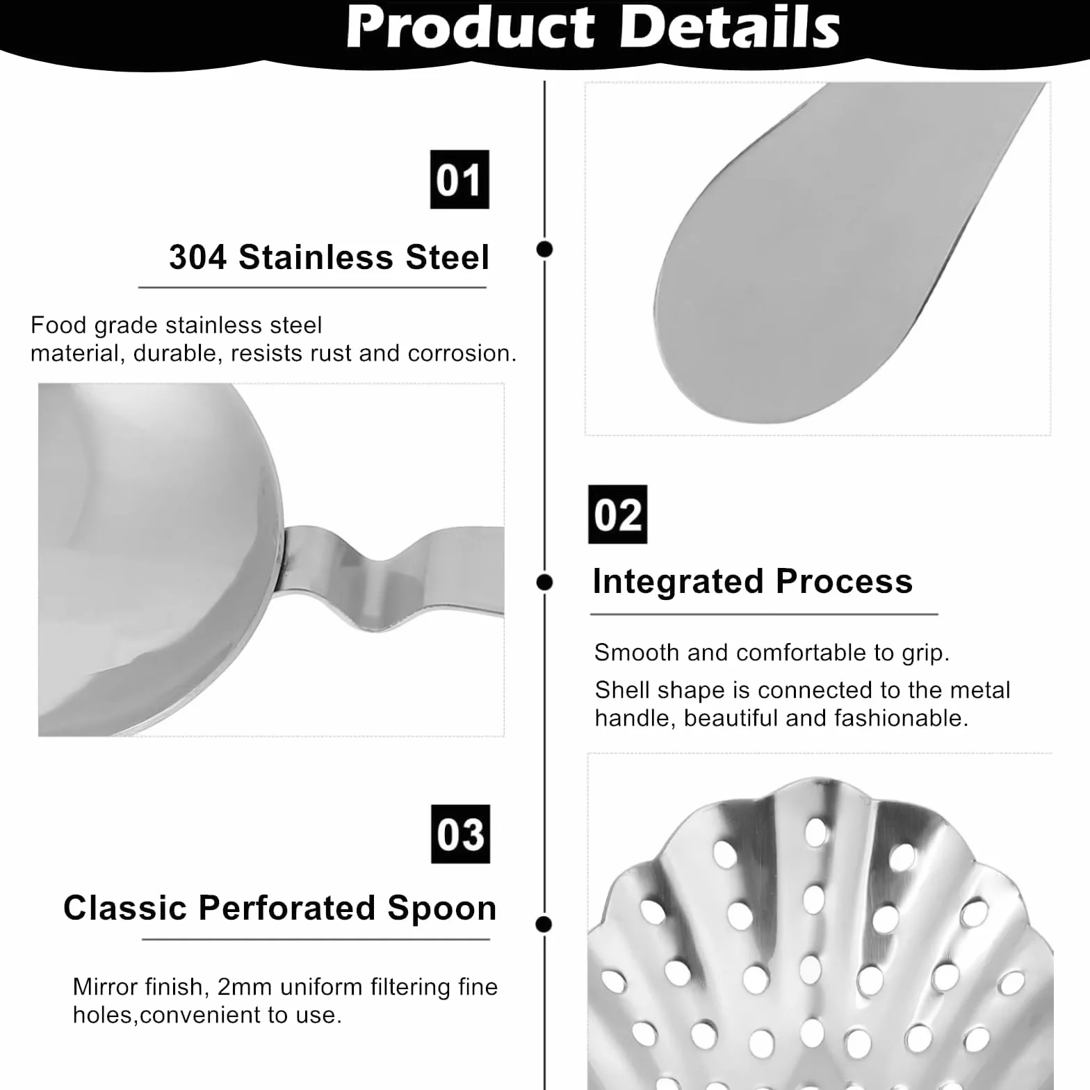 Julep Strainer, Filtro da Cocktail Professionale in Acciaio Inossidabile per Bar per Bar Domestico o Commerciale