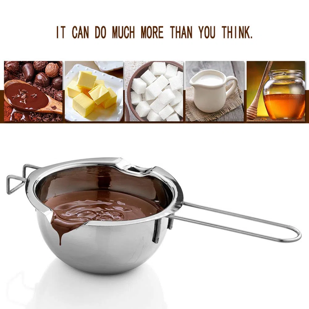 Cottura Pentolino Bagnomaria, 2 Pezzi 400ml Double Boiler Beccucci Pentola Bagnomaria Melting Pot al Cioccolato per Far Fondere Cioccolato Caramelle Burro Candele, Acciaio Inox 304