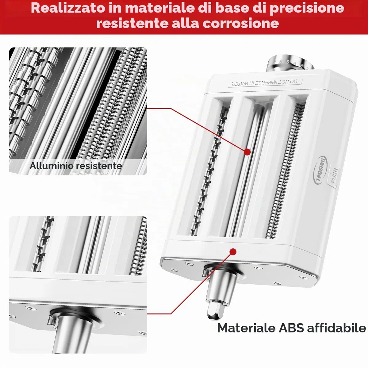 TPGSING Set 3 in 1 per robot da cucina KitchenAid, macchina per la pasta per KitchenAid, accessori per la pasta maker, set con rullo per pasta spaghetti, taglierina fettuccine