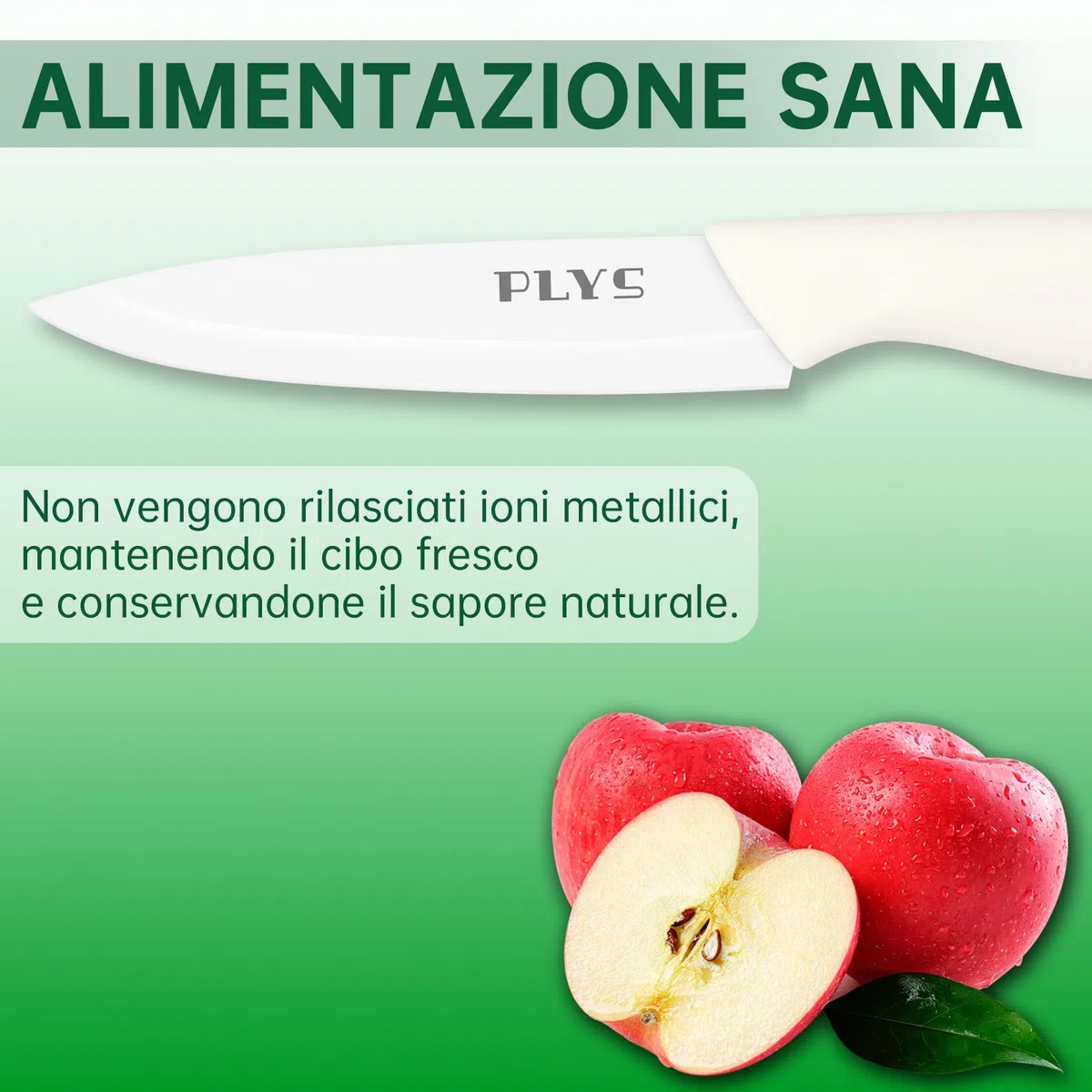 Plys Set Coltello Ceramica Cucina: Coltelli Ceramica da Carne Professionale Manico Bianco