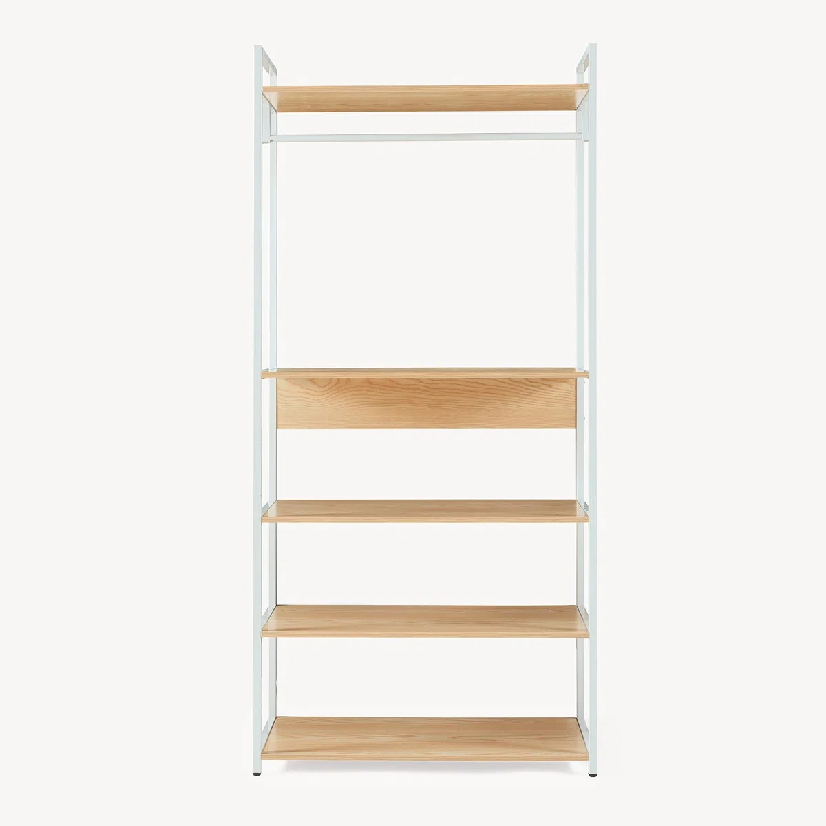 [en.casa] Organizzatore Guardaroba Stand Porta Abiti con Barra Appendiabiti e Ripiani Mobile Porta Vestiti per Cabina Armadio 180x80x40 cm Bianco/Effetto Rovere