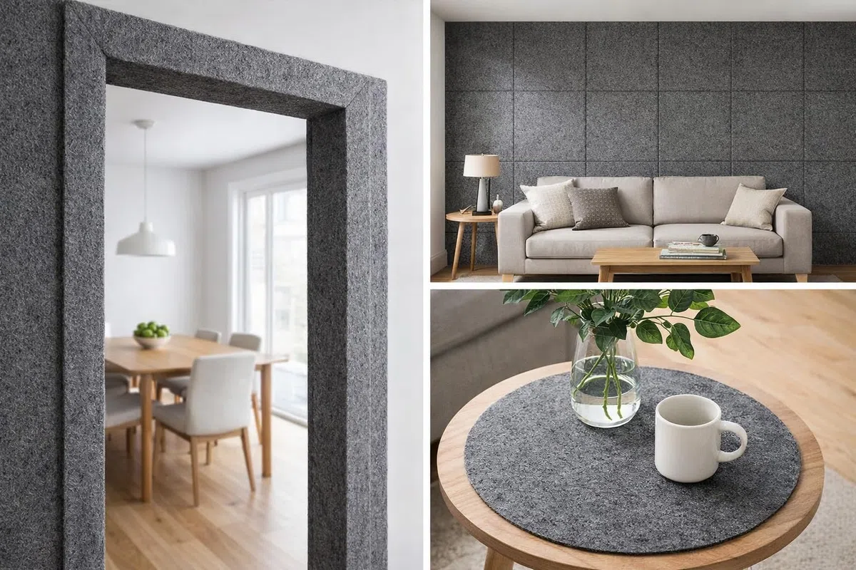 Tessuto spesso in feltro grigio 10 mm – 160 x 50 cm, 1200 g/m2 – robusto feltro di poliestere per artigianato, isolamento e isolamento acustico, Bertoni