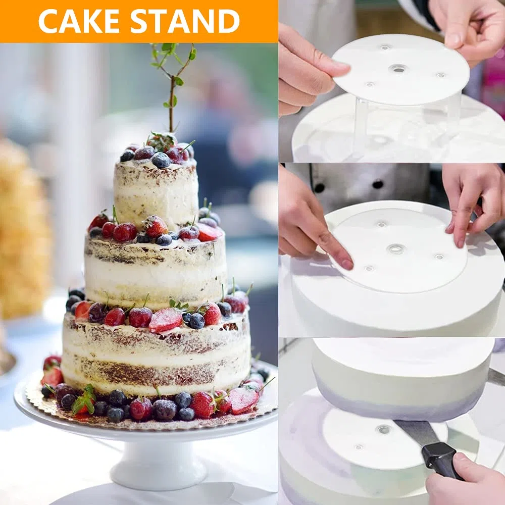 Alzatina per Dolci a Piani, Alzatina per Torta con 2 Piatti Separatori (16cm, 20cm) & 6 Torte Bastoncini Per Supporto (23cm) Alzata per Torta Impilate a Più Livelli Che Decorano per Dolci