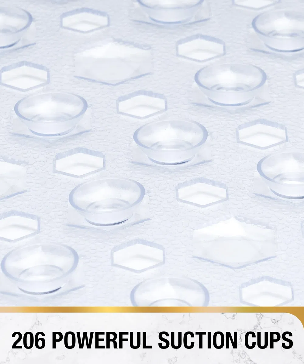 HITSLAM Tappeto Doccia Antiscivolo 60x60cm con Ventose, Tappetino Doccia antiscivolo Lavabile in Lavatrice senza BPA, Tappetino Bagno Resistente alle muffe e lavabile in lavatrice, Trasparente