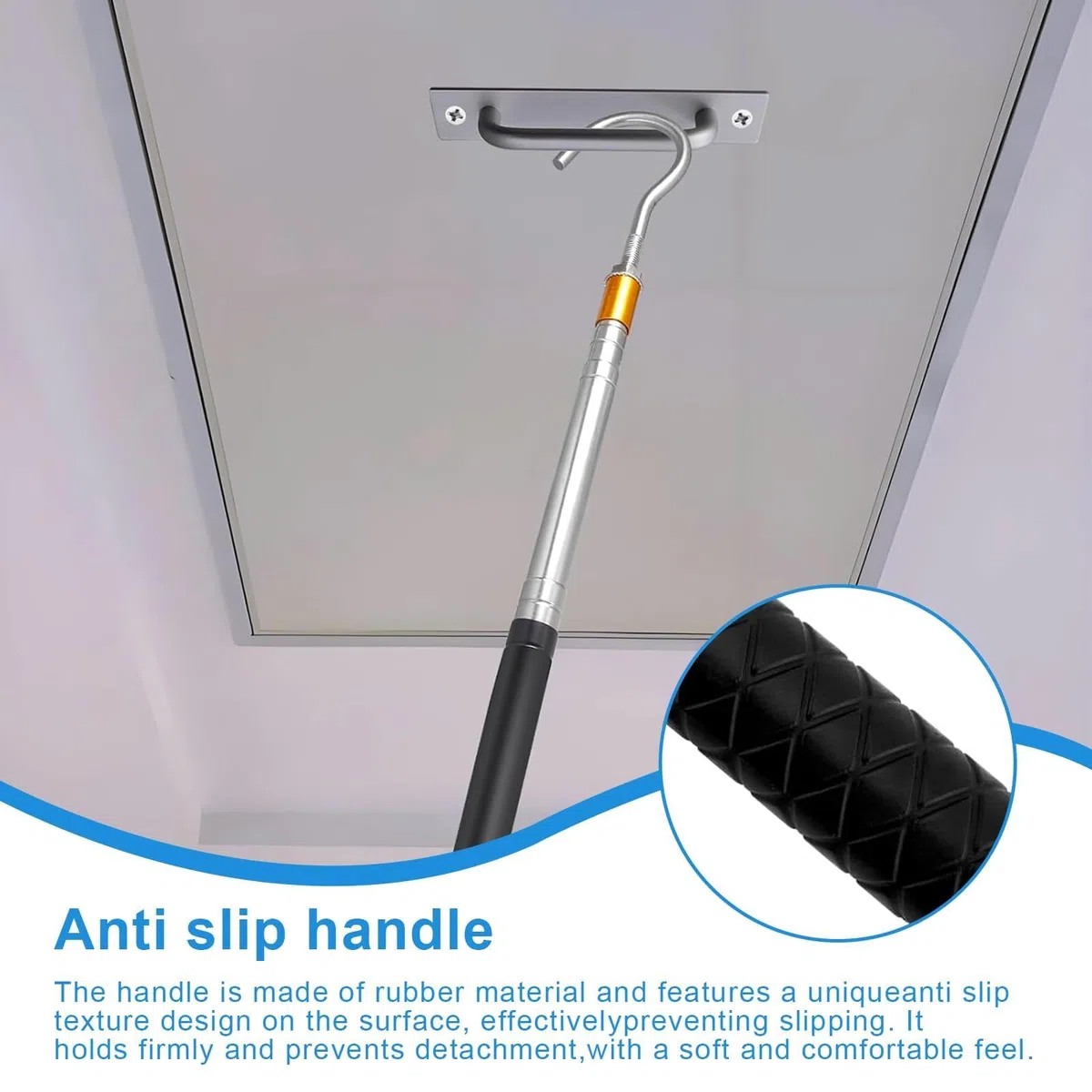 Apri Asta per Tenda da Sole, Asta per Tende da con Gancio, Asta di Trazione Multifunzionale, Gancio Retrattile in Acciaio Inox per Il Campeggio e la Casa
