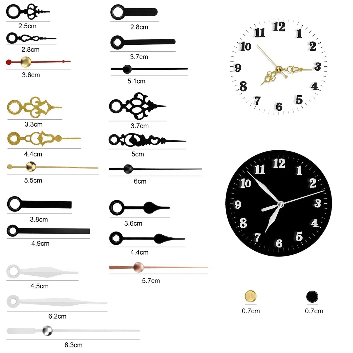 EEEKit Meccanismo di Ricambio per Orologio al Quarzo, 5 Movimenti a Batteria con 7 Coppie di Lancette per Riparazione di Orologi da Camino