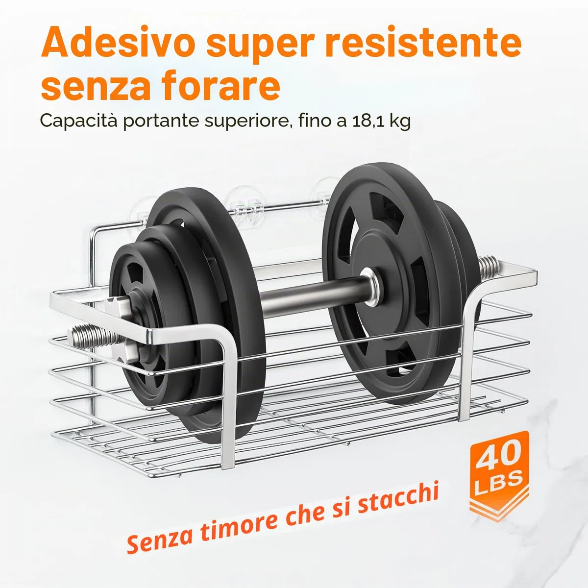 Ibergrif M34036A, Portasapone da doccia, Portasapone da doccia senza foratura, Cestino da doccia sospeso in acciaio inox, Grigio