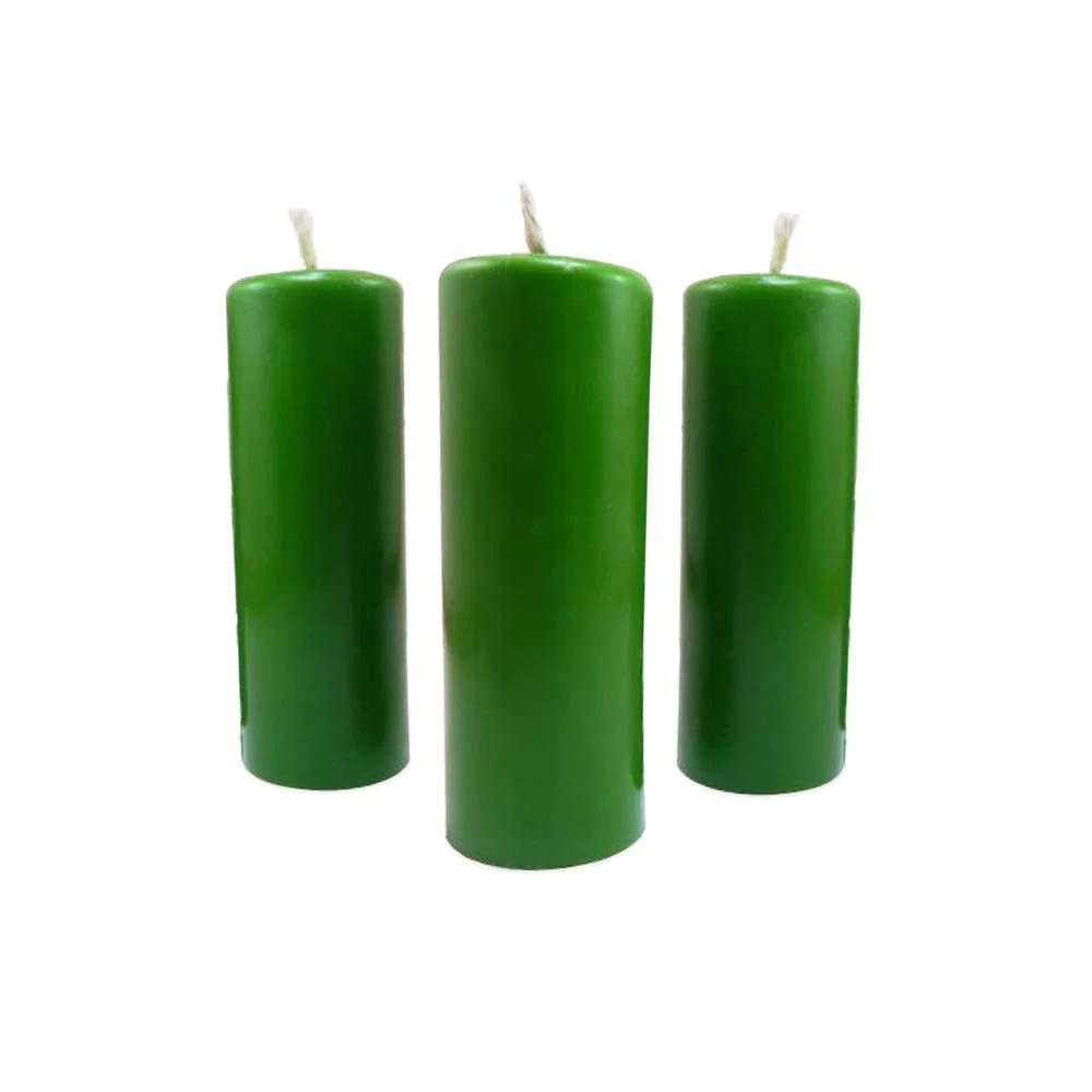 NKlaus 3x candele a colonna altezza rustica 95mm Ø34mm candele a goccia in cera d'api verde 36365