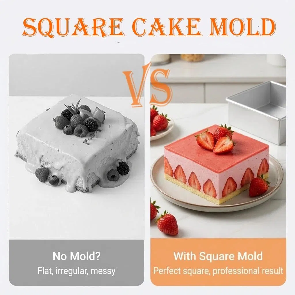 Teglia quadrata da 8 pollici in alluminio con rivestimento antiaderente e fondo rimovibile per torte a strati, brownie, cheesecake, argento