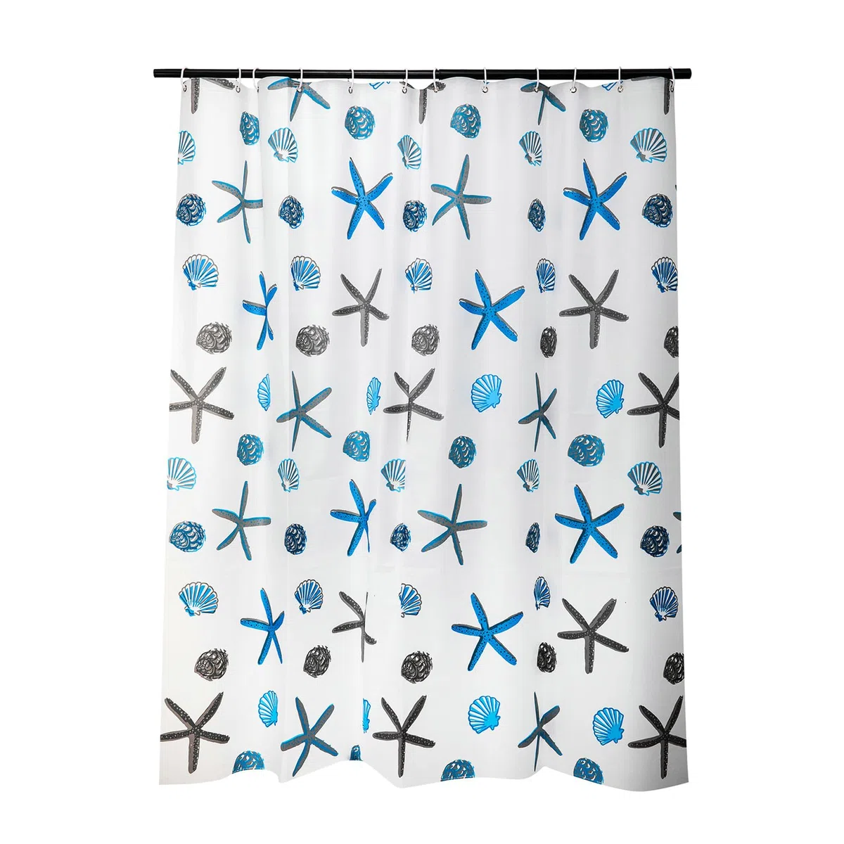 Tenda da doccia trasparente 100 x 200 cm per vasca da bagno, antimuffa, impermeabile, tenda da bagno in PEVA bianco blu con ganci