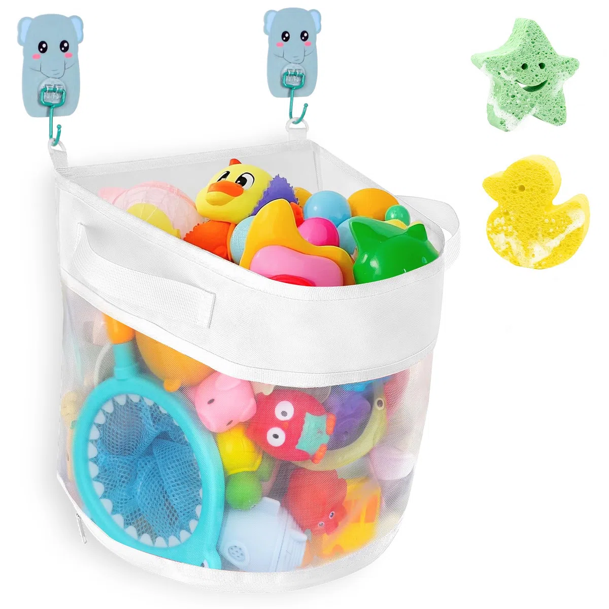 Organizzatore Giocattoli Bagno, Bagnetto Organizzatore Borsa del Giocattolo del Bagno del Bambino Rete Giocattoli per Vasca con 2 Autoadesivi Ganci e Spugna da Bagno