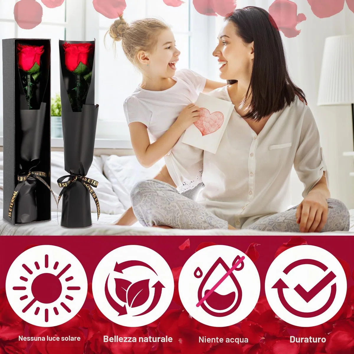 Rosa Stabilizzata Vera Rosa Eterna San Valentino per Lei, Regali San Valentino per Donna, Rose Stabilizzate San Valentino, Regali Mamma Fidanzata Moglie Sorella