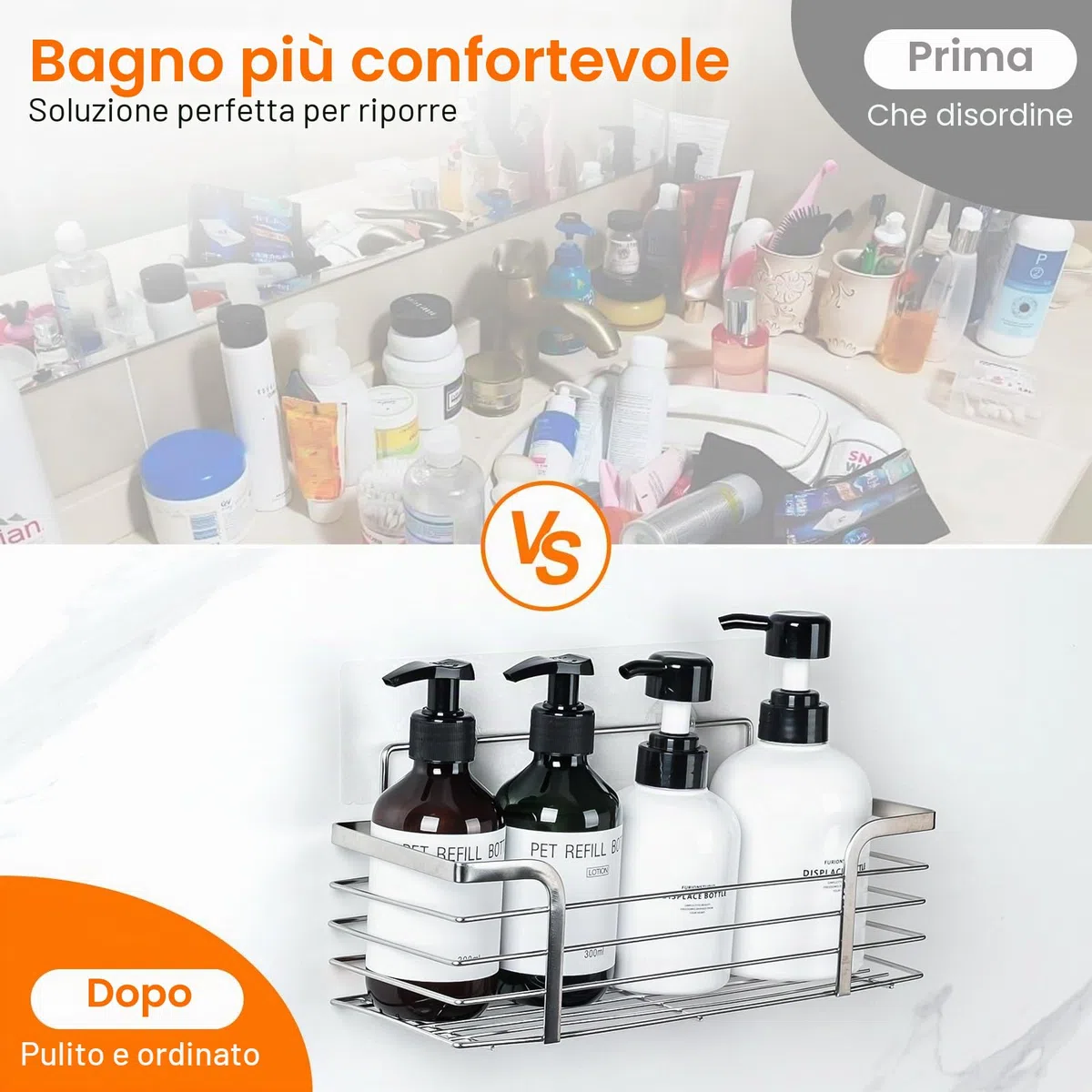 Ibergrif M34036A, Portasapone da doccia, Portasapone da doccia senza foratura, Cestino da doccia sospeso in acciaio inox, Grigio