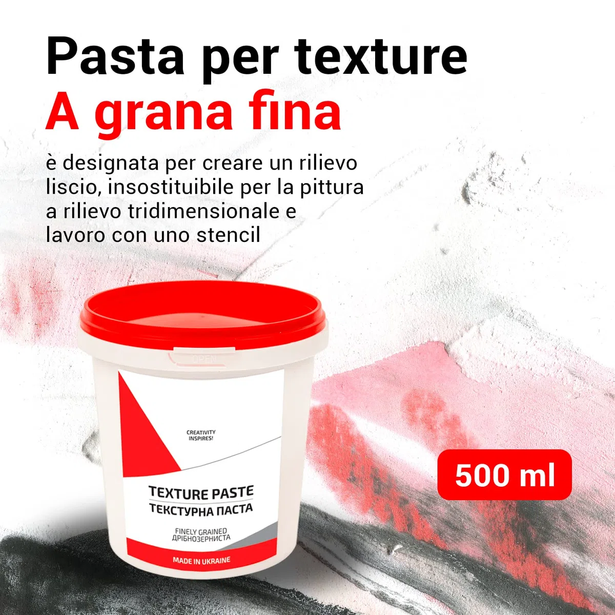 Texture Paste 500 ml Fine – Pasta Acrilica per Modellare Bianca per Tela e Quadri in Rilievo | Pasta Strutturale per Quadri, Arte, Modellismo e Pittura Acrilica | Modelling Paste