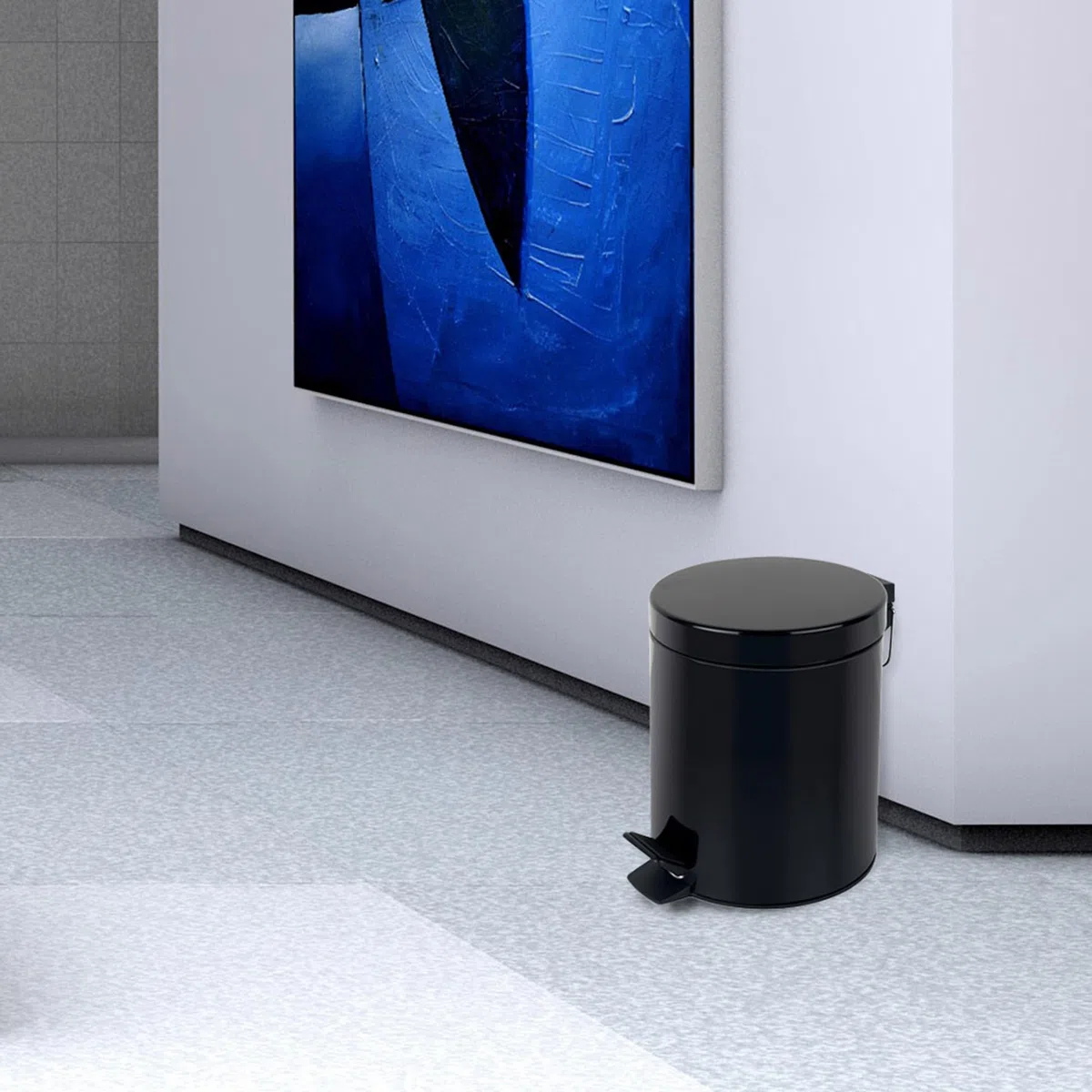 Spirella - Cestino a pedale in Acciaio SYDNEY - Design Moderno, Apertura Facile, Secchio Interno Rimovibile - Accessorio per Bagno o Cucina - Nero - 3L