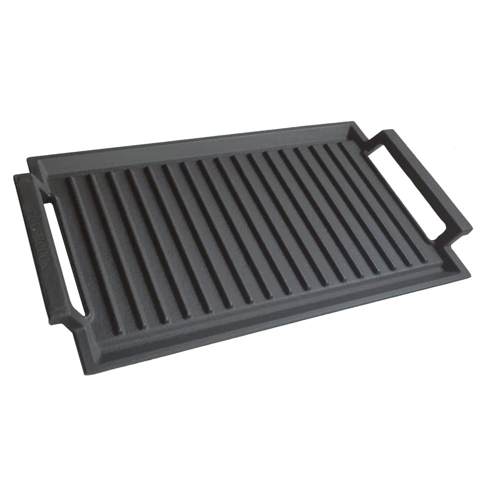 Padella per grigliare in ghisa, piastra rettangolare per grigliare, 43 x 23 cm Padella per grigliare per piano cottura a induzione, forno elettrico, griglie all'aperto, superficie rigata