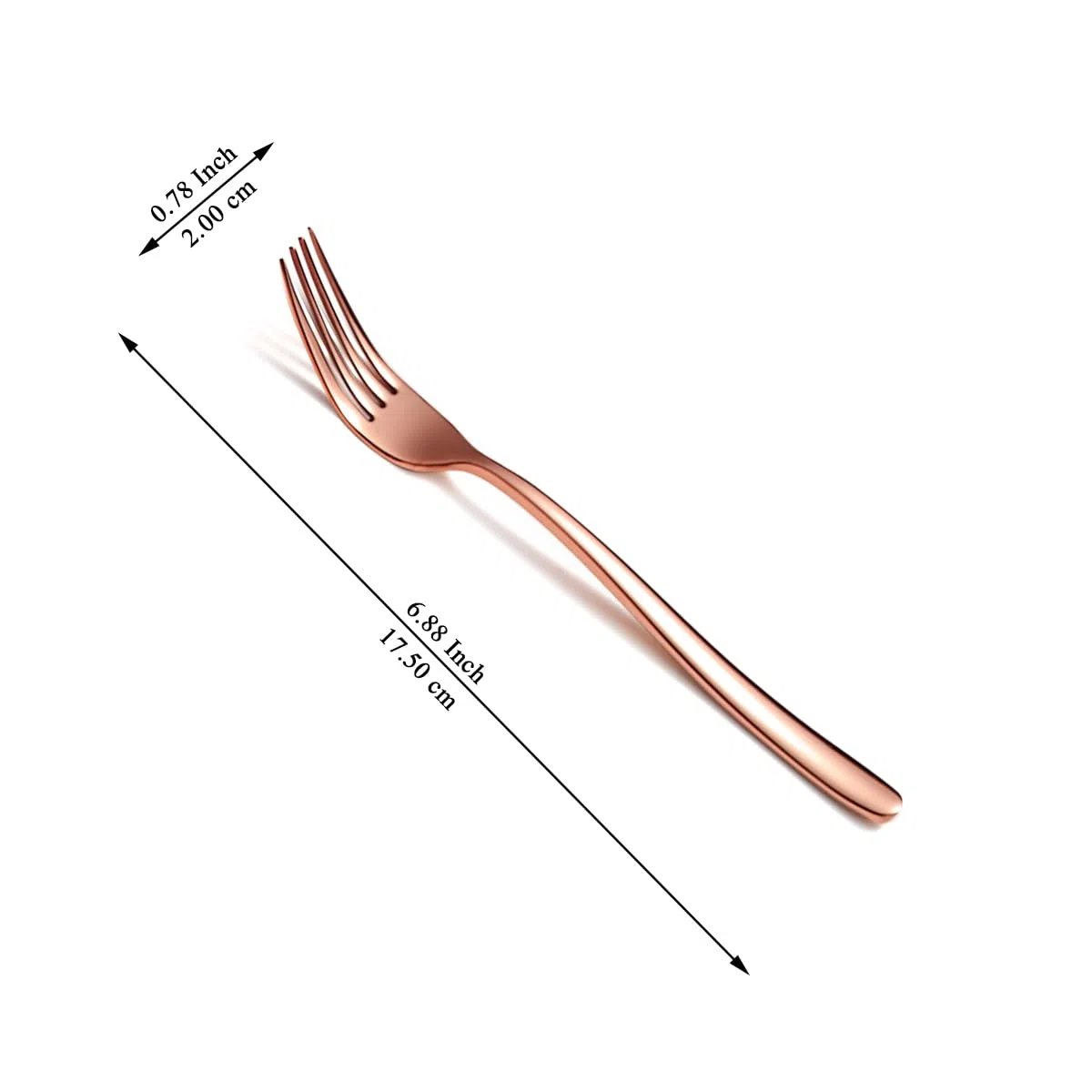 Evanda Set di 12 forchette da tavola color oro rosa, 18,3 cm, in acciaio inox placcato in rame e titanio, per casa, ristorante, hotel, lavabili in lavastoviglie