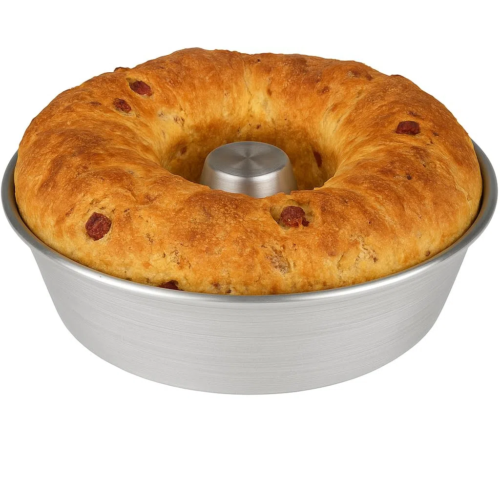 Generico Set 3 Stampi da Forno in Alluminio 99,5% con Cono Centrale – Teglie Ciambella Ruoto Torte Rustiche e Casatiello – Diametri 24cm, 26cm, 28cm – Antiaderenti, Resistenti e Facili da Pulire