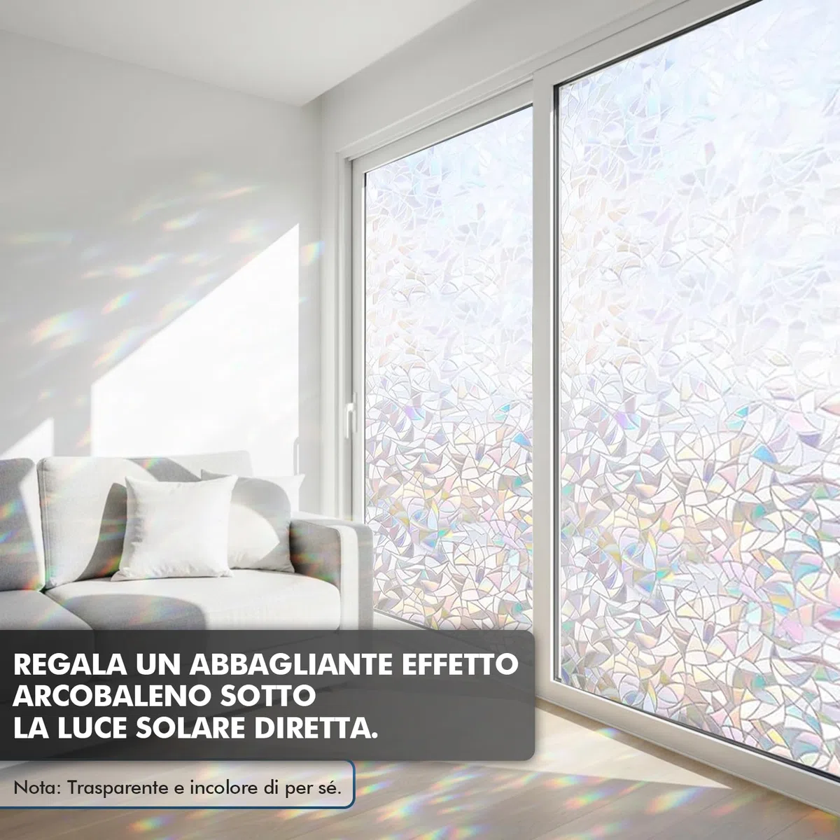shinfly Pellicola per Vetri Finestre Decorativa, Pellicola Adesiva Vetri Elettrostatica 44.5x200cm, Vetrofanie per Finestre 3D Arcobaleno Adatto per Ufficio Bagno Camera da Letto Soggiorno Cucina