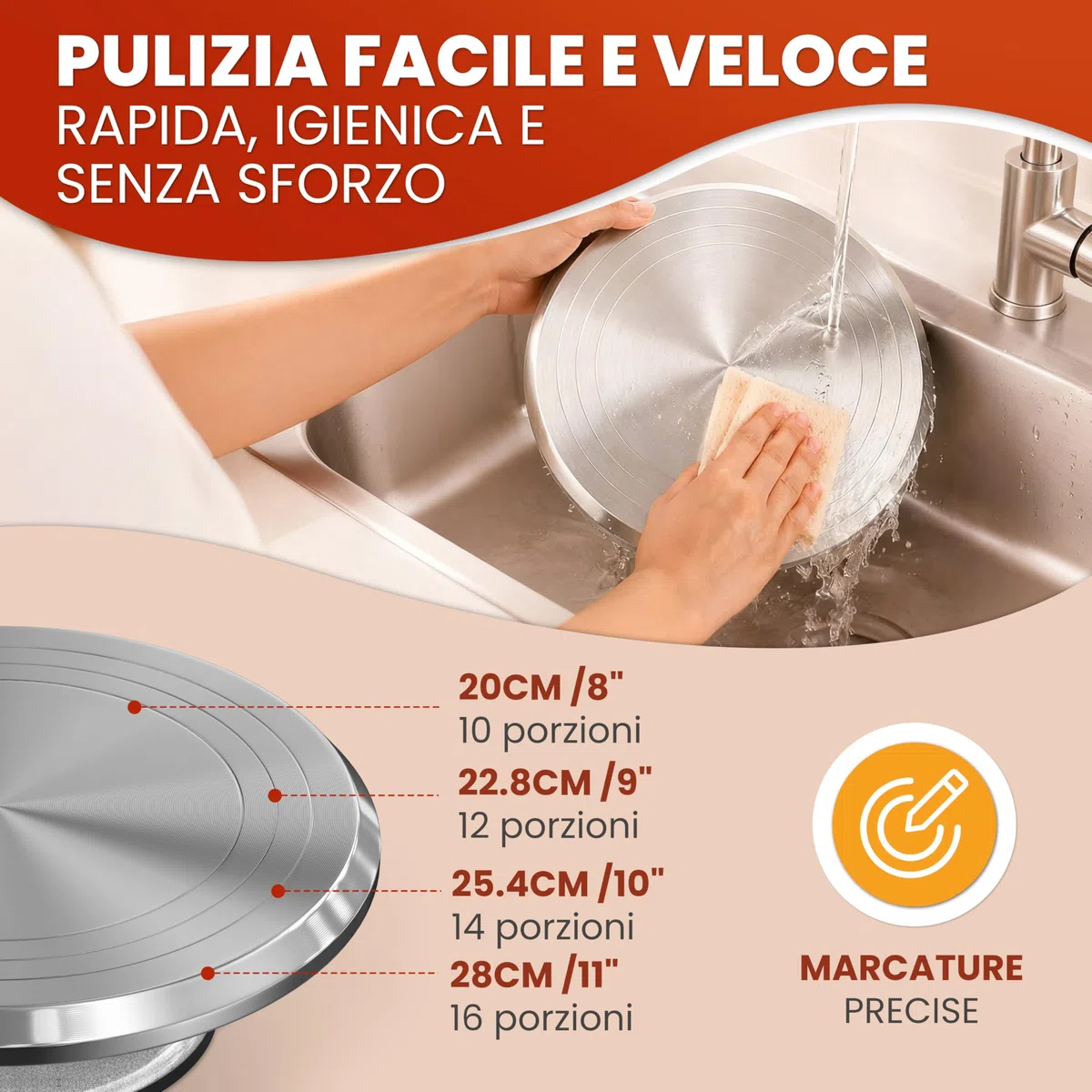Piatto girevole per torte Set – Giratorta Professionale da 30 cm in alluminio con base antiscivolo incl. 2 palette angolari e 3 spatole da pasticceria in acciaio inossidabile
