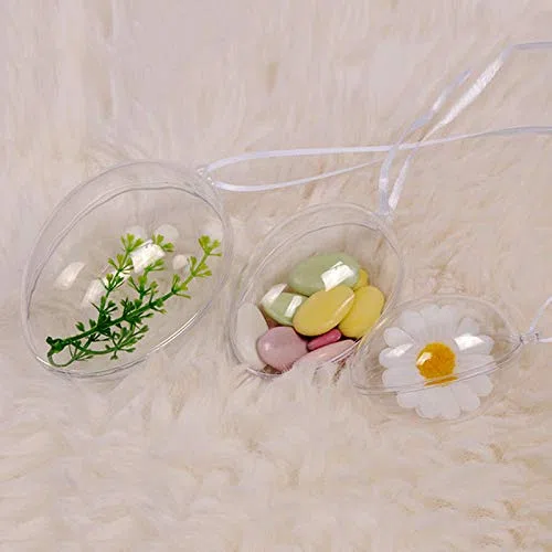 10 uova di plastica trasparente, 10 cm, da appendere, riempibili, fai da te, decorazione per la casa
