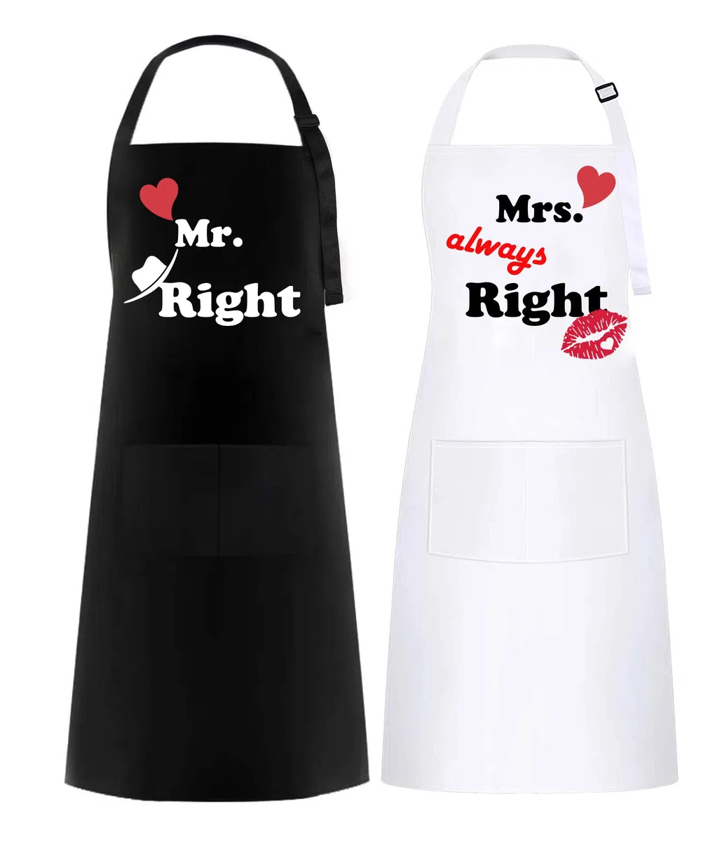 2 Pezzi Grembiuli da Cucina per Coppia, Grembiuli da Cuoco, Regalo di Nozze per Matrimonio, Fidanzamento, San Valentino, Natale, Anno Nuovo