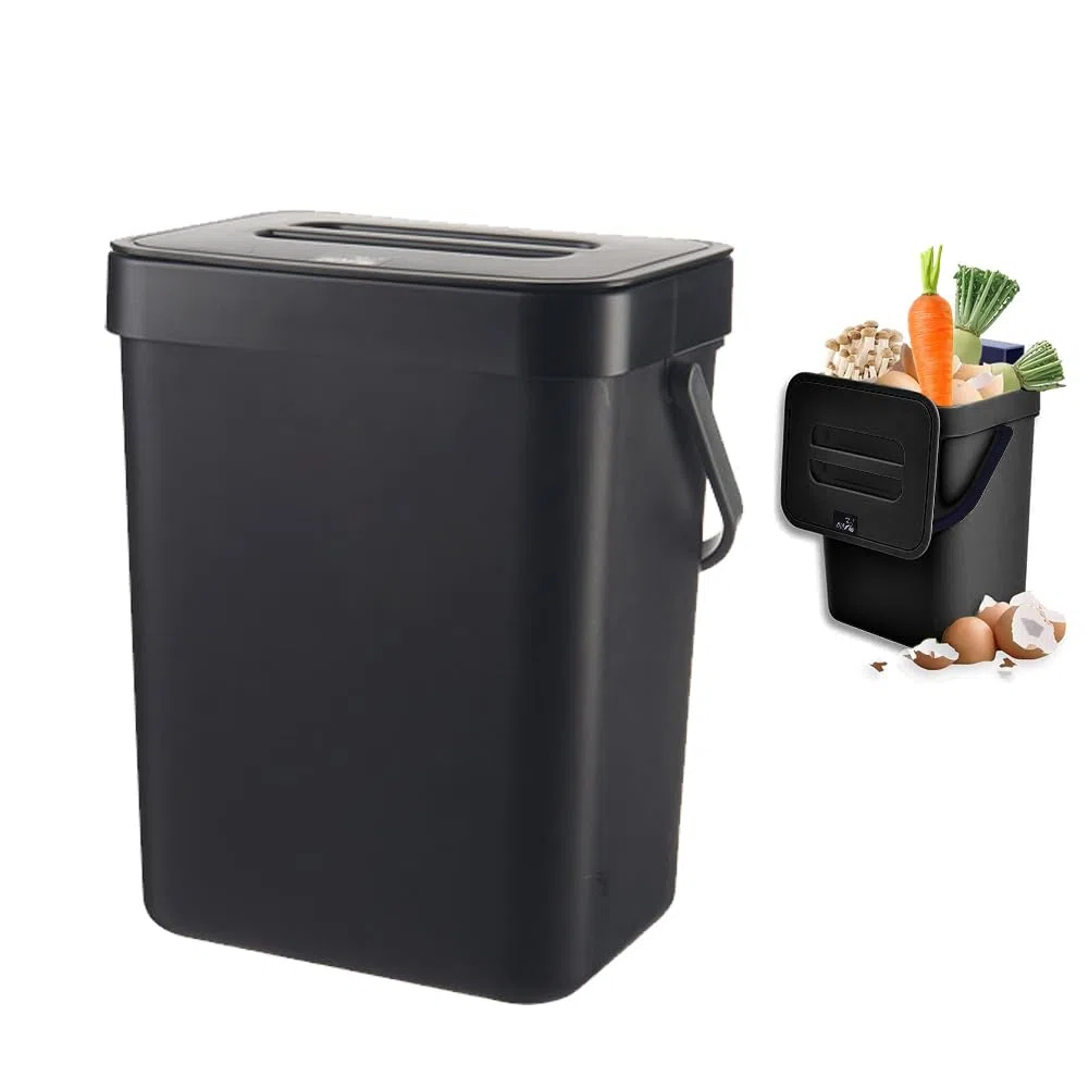 DASIAUTOEM Pattumiera biologica, 3 l, con coperchio, per compost da cucina, per pannolini, inodore, da appendere, per casa, bidone biologico, piccolo