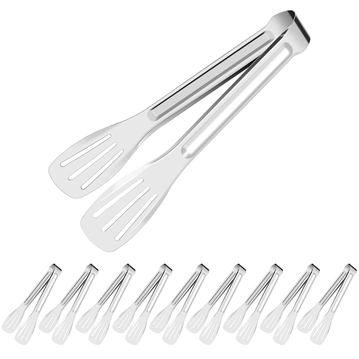 10 Pezzi Pinze Cucina Barbecue Professionale Pinza Barbecue Chef Acciaio Inox Multifunzione per Barbecue, Bistecca, Hamburger, Pasta, Dessert, Decorazione
