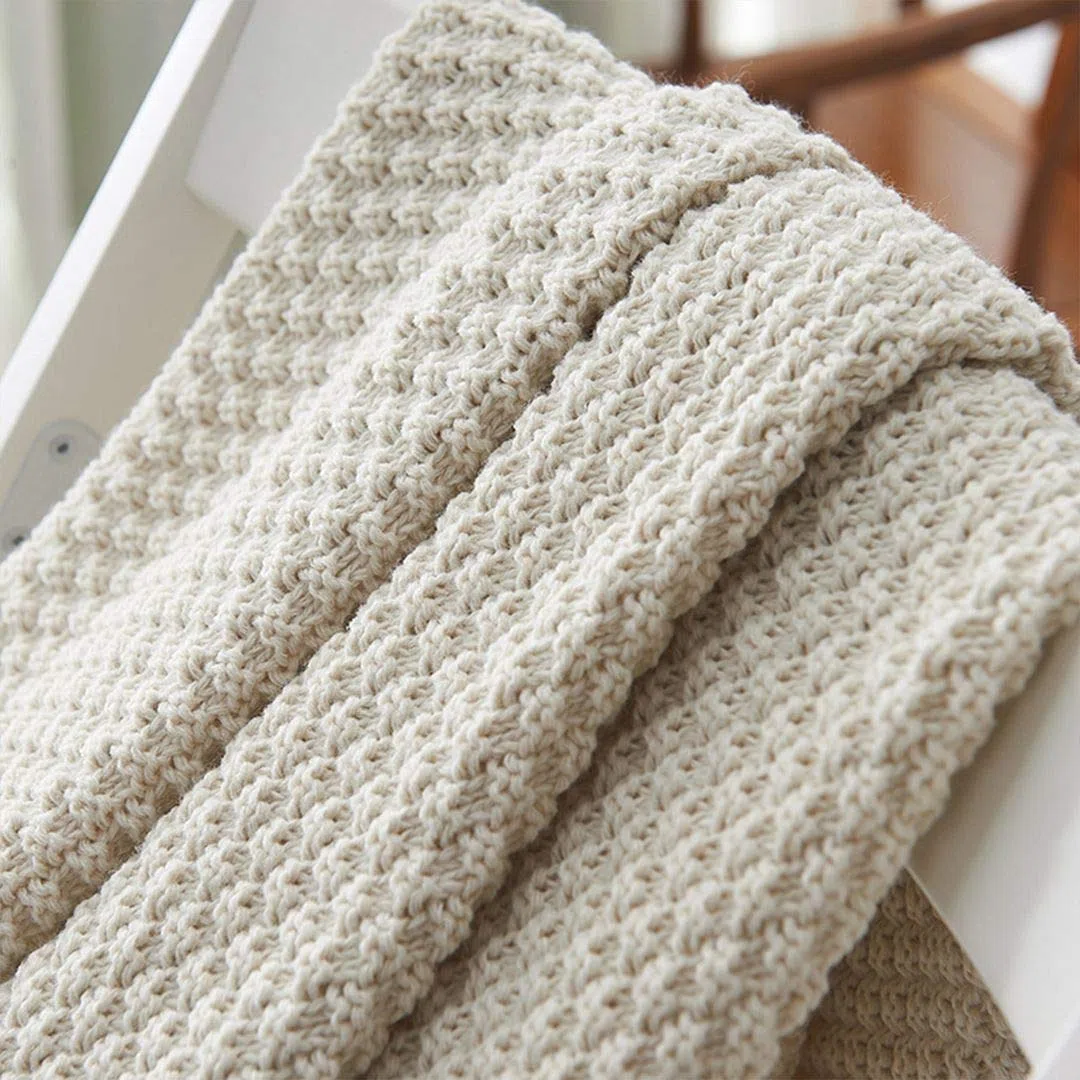 AUSTINCIAGA Coperta in maglia plaid per divano Copriletto Coperta da letto nordico Calda Morbida con frange Fatta a mano Per spiaggia Tutte le stagioni Acrilico