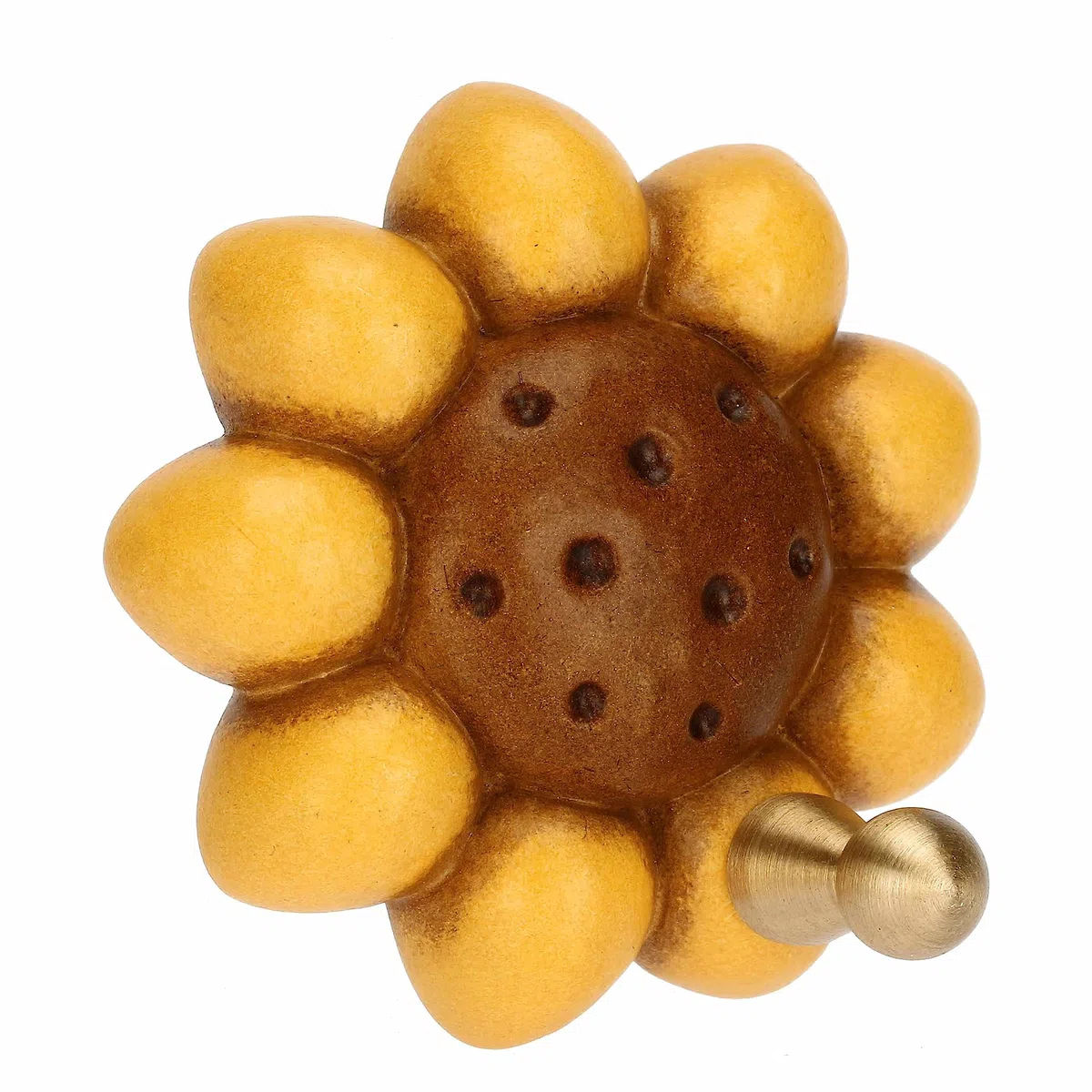 THUN - Portastrofinacci per Cucina a Forma di Primula in Ceramica Decorata a Mano, Linea Country, 6.3x6.3 cm h