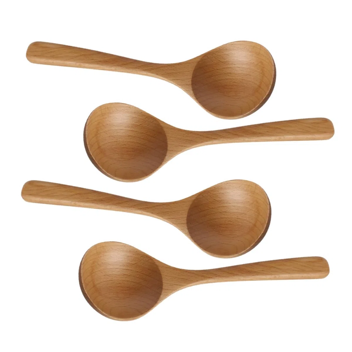 4 pezzi Cucchiai da Zuppa in Legno di Faggio Naturale Mestoli da Cucina Giapponesi con Manico lungo Ergonomico Utensili Delicati per Cucinare Zuppe Porridge e Stufati Protezione