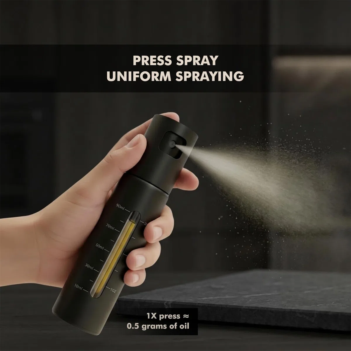 Nebulizzatore per Olio in Acciaio Inox con Protezione UV – Per una Cucina Sana Spruzzatore pratico per un dosaggio preciso | Ideale per friggitrice ad aria (Airfryer), barbecue e insalate.