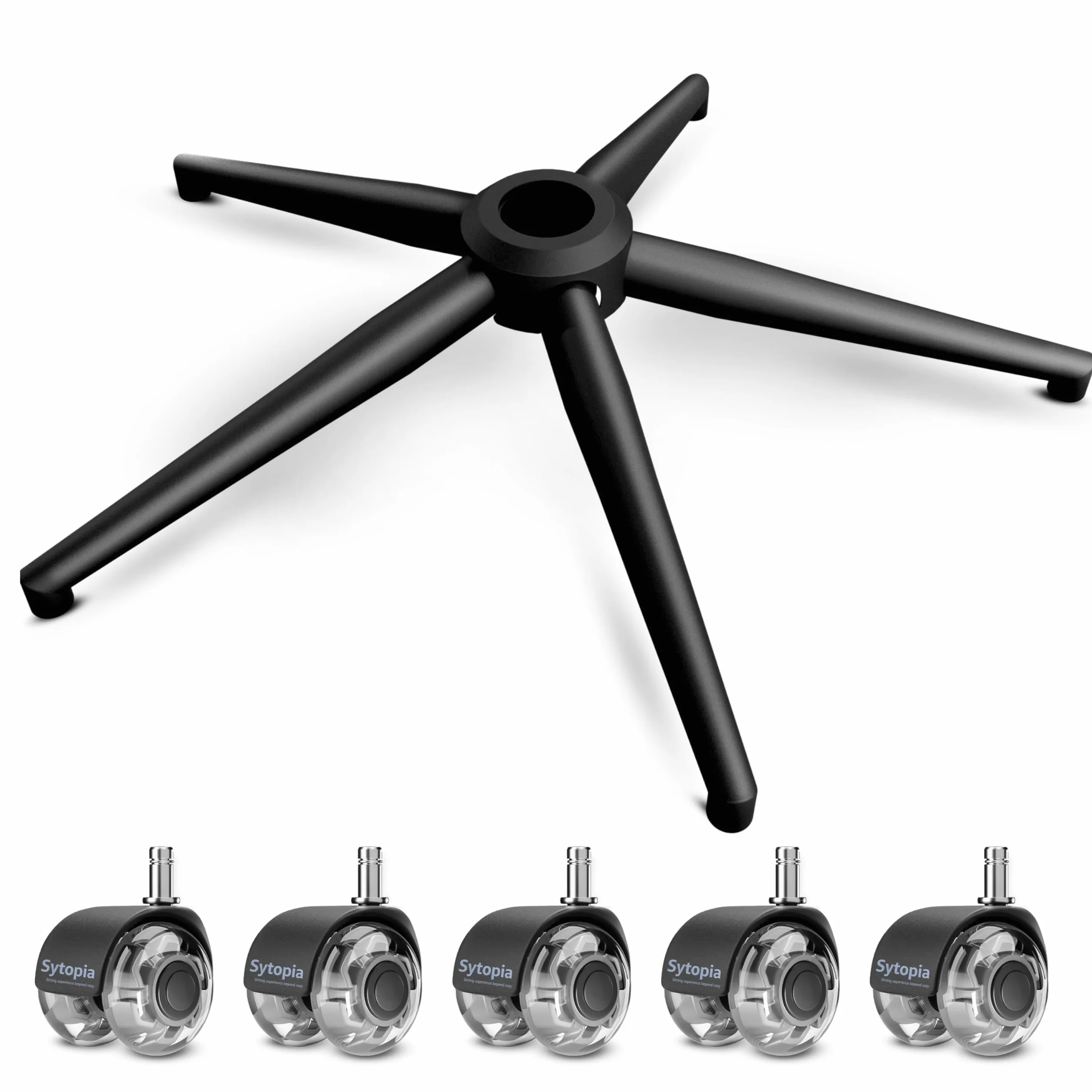Sytopia Sedia da ufficio con piedistallo a croce con ruote, base universale in metallo da 60 cm per sedia girevole e sedia da gaming, portata fino a 1180 kg, set completo