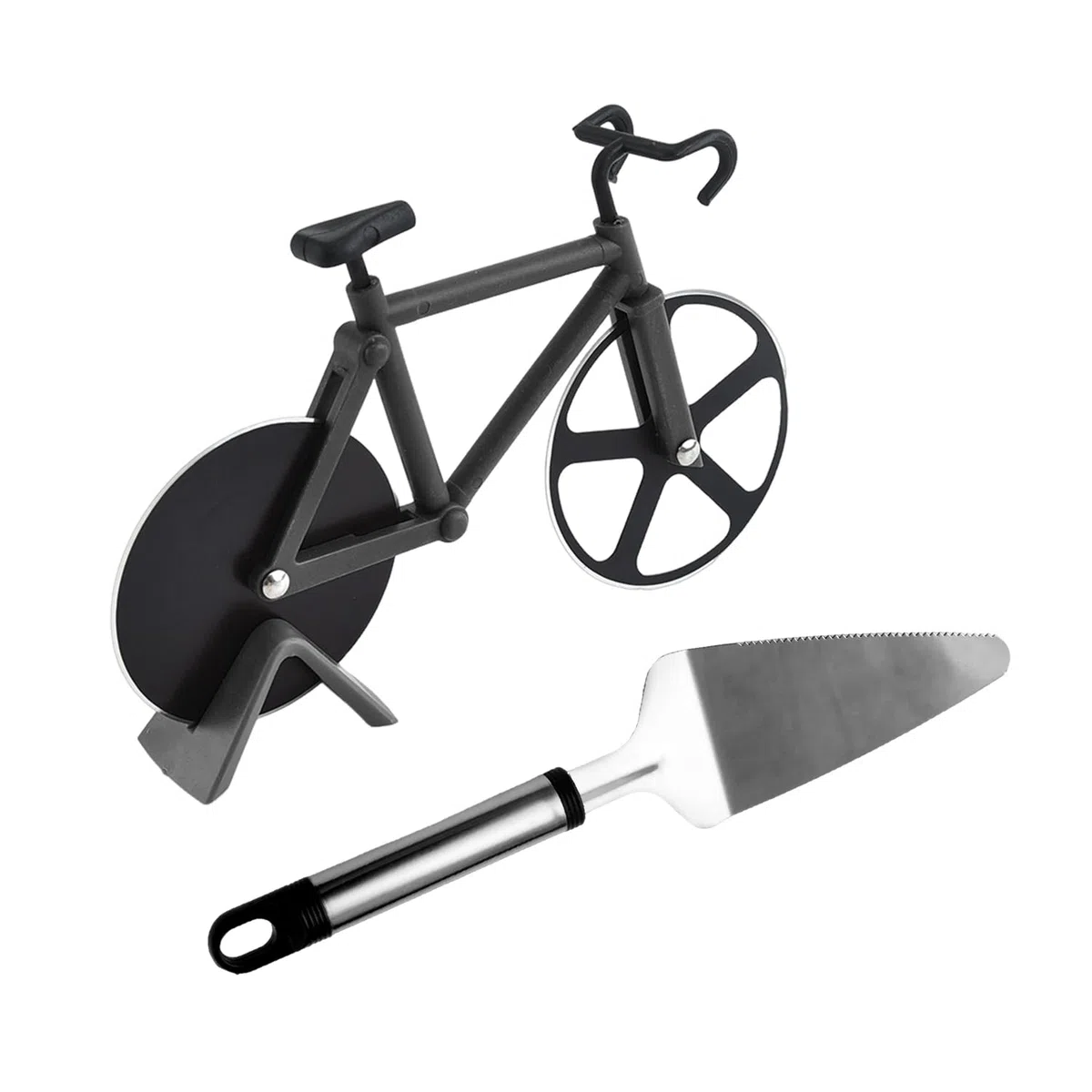 1 Coltello Per Pizza A Forma Di Bicicletta, 1 Paletta Per Pizza, Divertente Coltello Per Pizza In Acciaio Inossidabile, Paletta Per Torta Da Forno, Nuovi Utensili Da Cucina.