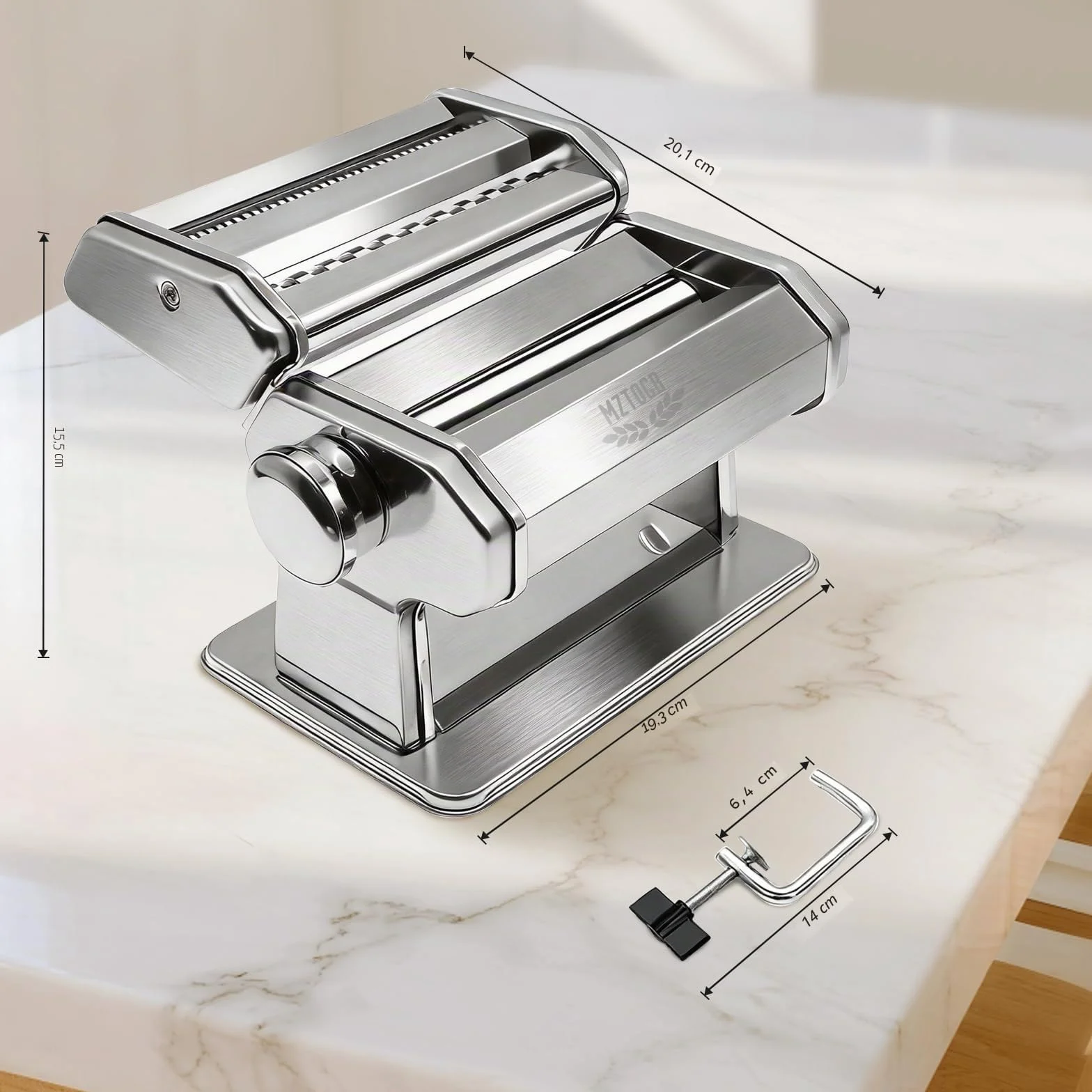 MZTOGR Macchina per pasta e ravioli, set di 6 pezzi da 150 mm in acciaio con 9 impostazioni di spessore regolabili, include accessorio per ravioli, stendipasta