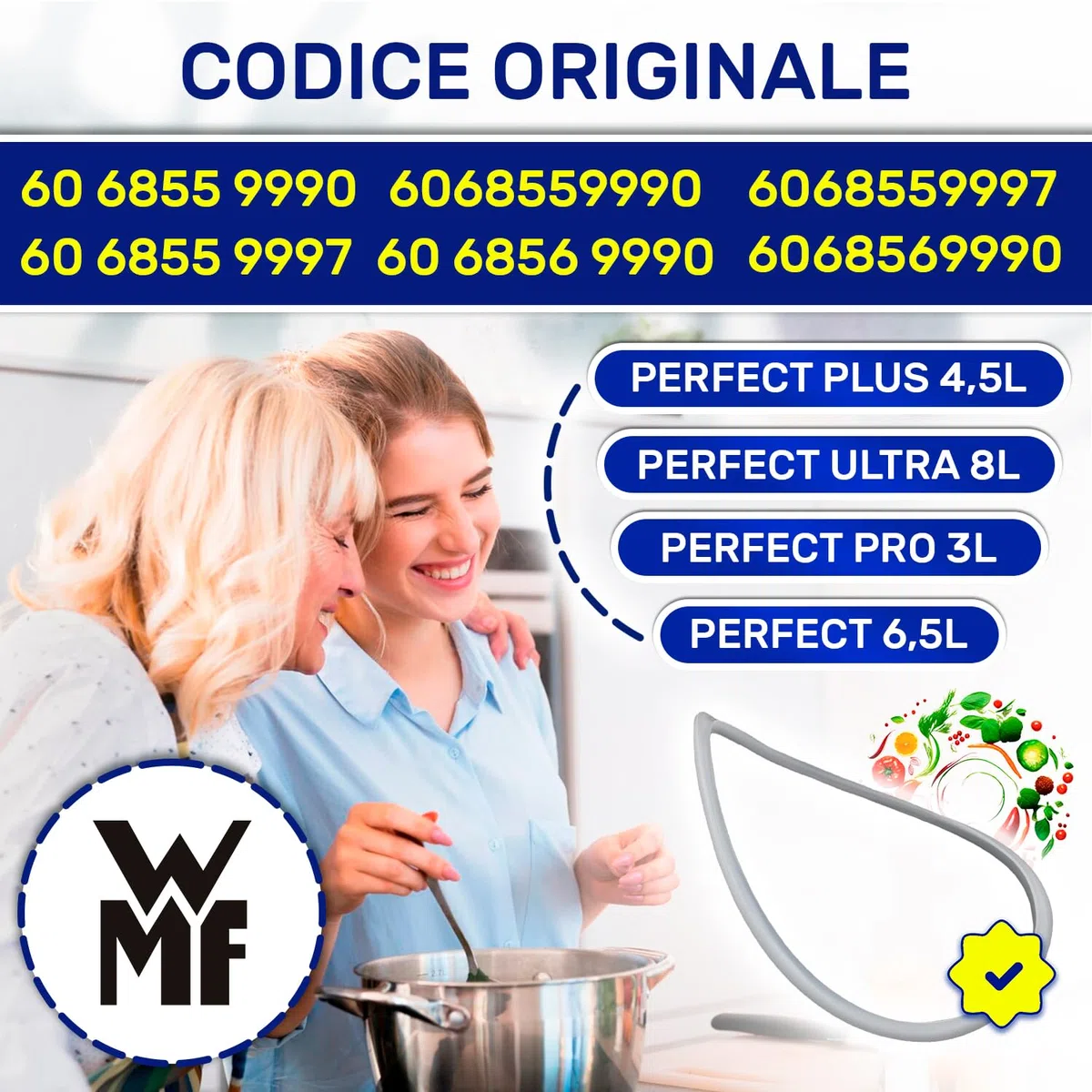 Guarnizione Pentola a Pressione per WMF Ø 22 cm con il Codice Originale 60 6855 9990 6068559990 Garanzia di 10 Anni - Monteral