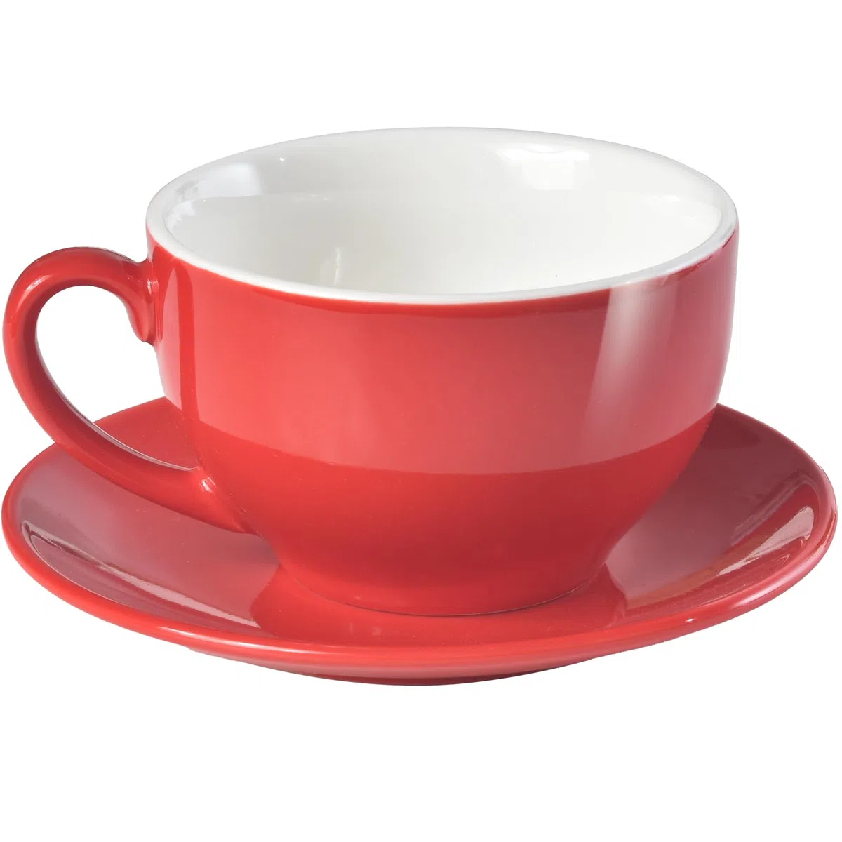 ionEgg Tazza da caffè in porcellana con piattino, 220 ml, per cappuccino, latte e tè, rosso