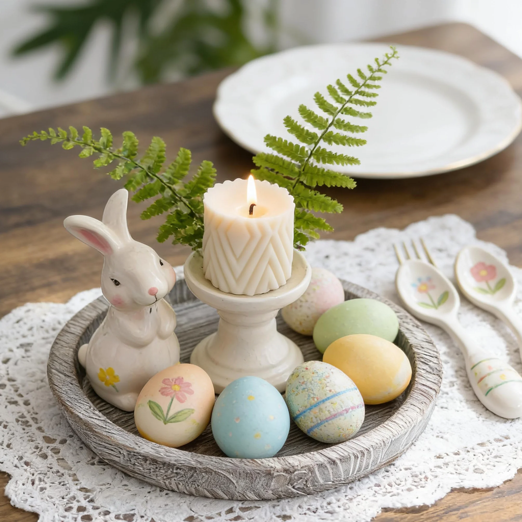 Hanobe Portacandele in legno: piatto decorativo rotondo per candele da fattoria, centrotavola in legno rustico, per Natale, matrimonio, Halloween, decorazione per la casa