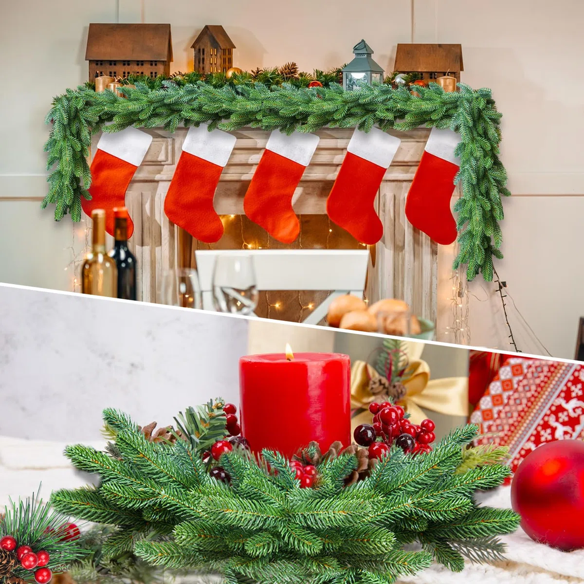 ROLLWAY 50 Ramido Artificiali di Natale Abete e Pino, 26 x 10 cm, Pino per Decorazioni FAI DA TE Ghirlanda Albero di Natale dell'Avvento Natalizia