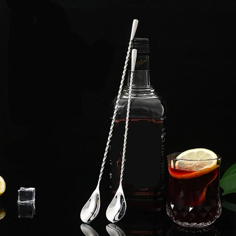 2 cucchiai in acciaio inox per mescolare cocktail, cocktail, bar, gelati, caffè, frappè (40 cm)