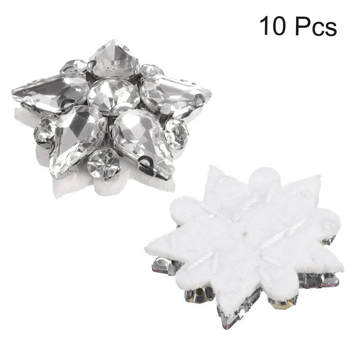 QUARKZMAN Patches a Stella Realizzato a Mano con Perline, 10pz Applicazioni Strass di Cristallo Vetro Applicazioni Toppe a Forma Stella per Abbigliamento Accessori Cucito Fai Da Te, Bianco