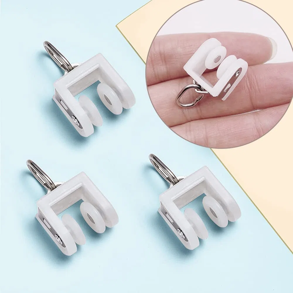Rulli per Binario Della Tenda,40 Pezzi Scorrimento per Binari per Tende,puleggia per cingoli,per Accessori Per Binari Per Tende Da Soffitto(Bianco)